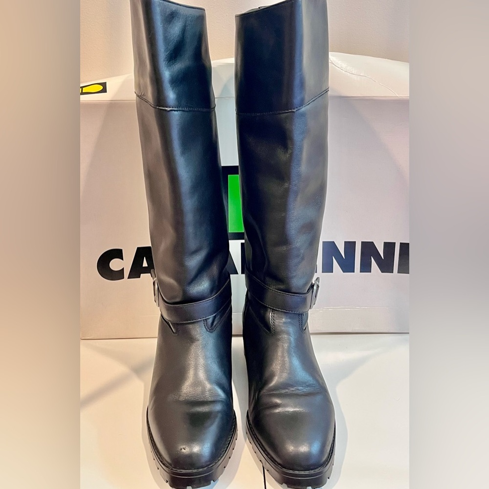 LA Canadienne Pike Black Heeled Leather Boots size 8M NIB